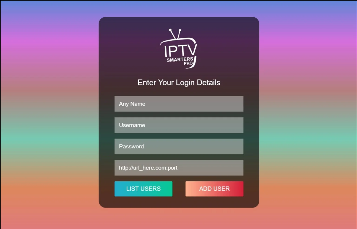 واجهة تطبيق IPTV Smarters Pro